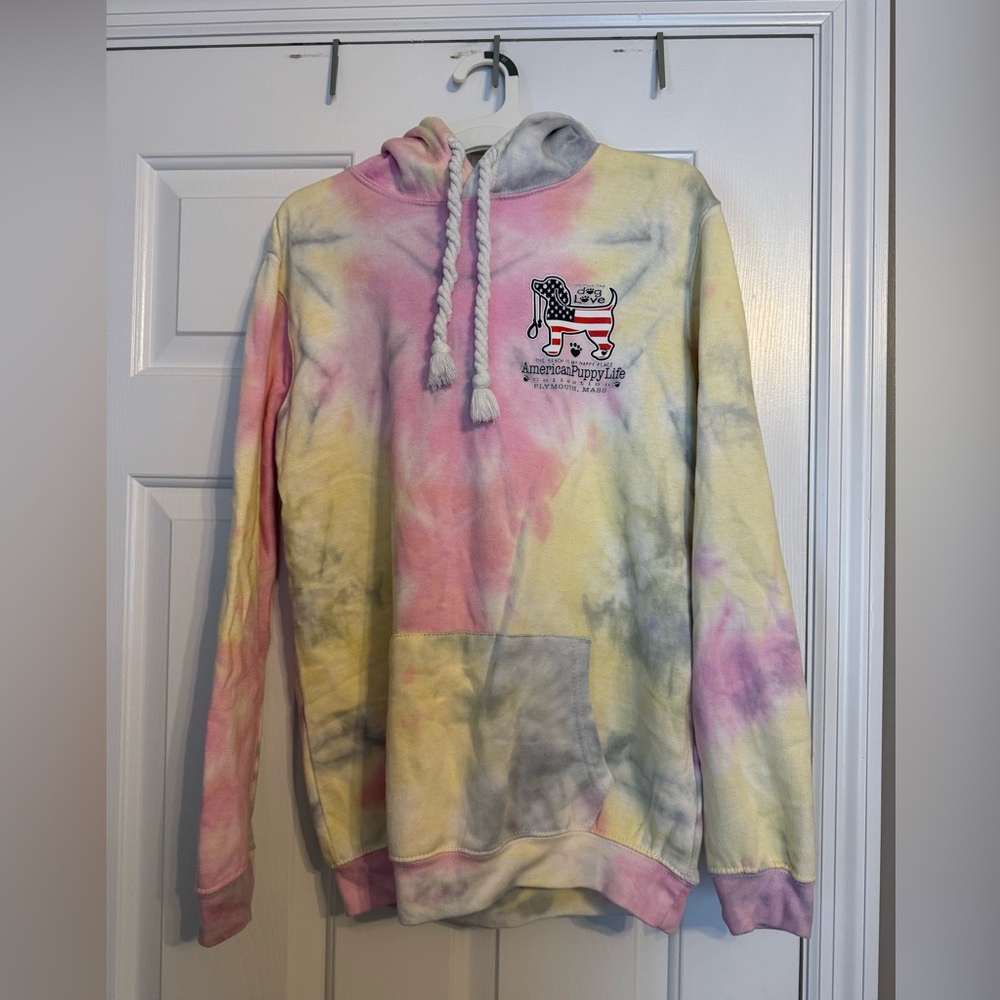 Tie dye American puppy life hoodie